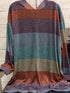 Plus Size Casual Cardigan, Women's Plus Colorblock Long Sleeve Open Front Cardigan With Pockets