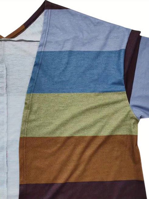 Plus Size Casual Cardigan, Women's Plus Colorblock Long Sleeve Open Front Cardigan With Pockets