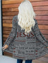 Plus Size Casual Cardigan, Women's Plus Letter Print Long Sleeve Open Front Cardigan