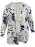 Plus Size Casual Cardigan, Women's Plus Letter Print Long Sleeve Open Front Cardigan