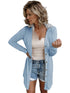Plus Size Casual Cardigan, Women's Plus Solid Round Neck Button Up Long Sleeve Cardigan