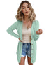 Plus Size Casual Cardigan, Women's Plus Solid Round Neck Button Up Long Sleeve Cardigan