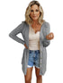 Plus Size Casual Cardigan, Women's Plus Solid Round Neck Button Up Long Sleeve Cardigan