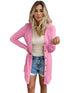 Plus Size Casual Cardigan, Women's Plus Solid Round Neck Button Up Long Sleeve Cardigan