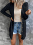 Plus Size Casual Cardigan, Women's Plus Solid Round Neck Button Up Long Sleeve Cardigan