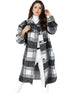 Plus Size Casual Coat, Women's Plus Plaid Print Long Sleeve Lapel Collar Button Up Shacket Jacket