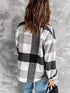 Plus Size Casual Coat, Women's Plus Plaid Print Long Sleeve Lapel Collar Button Up Shacket Jacket