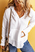 Plus Size Casual Coat, Women's Plus Solid Ribbed Zip Up Long Sleeve Drawstring Hoodie Sweater