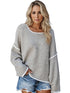 Plus Size Casual Sweater, Women's Plus Solid Long Sleeve Round Neck Slight Stretch Loose Sweater