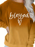 Plus Size Casual Sweatshirt, Women's Plus Ombre & Letter & Heart Print Raglan Sleeve Round Neck Slight Stretch Pullover Sweatshirt