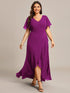 Plus Size Elegant Lotus Sleeves Chiffon Bridesmaid Dress