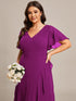Plus Size Elegant Lotus Sleeves Chiffon Bridesmaid Dress