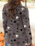 Plus Size Halloween Casual Cardigan, Women's Plus Graphic Print Long Sleeve Open Front Cardigan