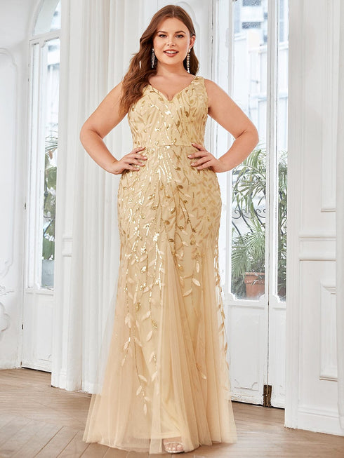 Plus Size Maxi Sequin Formal Dresses & Gowns