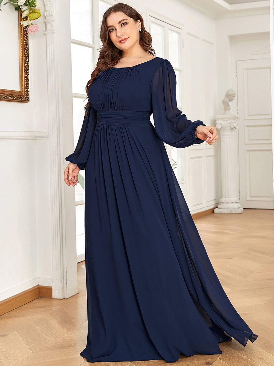 Plus Size See-Through Puff Sleeve Chiffon Mother Dress MsDressly Plus Size See-Through Puff Sleeve Chiffon Mother Dress MsDressly