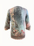 Plus Size Women's Floral Print Bell Sleeve Ruched Henley T-shirt