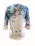 Plus Size Women's Floral Print Bell Sleeve Ruched Henley T-shirt
