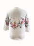 Plus Size Women's Floral Print Bell Sleeve Ruched Henley T-shirt