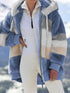 Plush Multicolor Hooded Zipper Coat