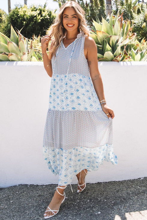 Printed Long Sleeve Loose Bohemian Dress