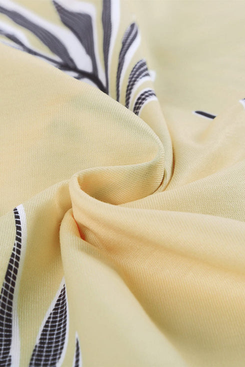 Printed Loose Sleeveless Jumpsuit - Square - Bare - Bateau