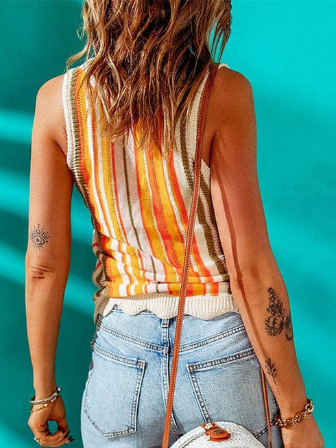 Printed Round Neck Slim Tank Top