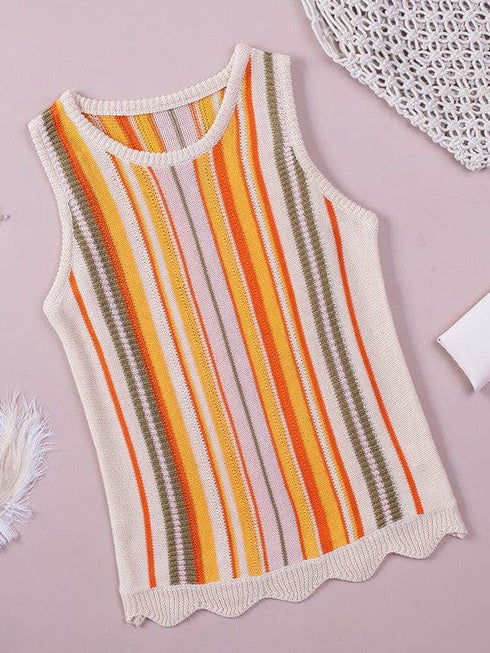 Printed Round Neck Slim Tank Top