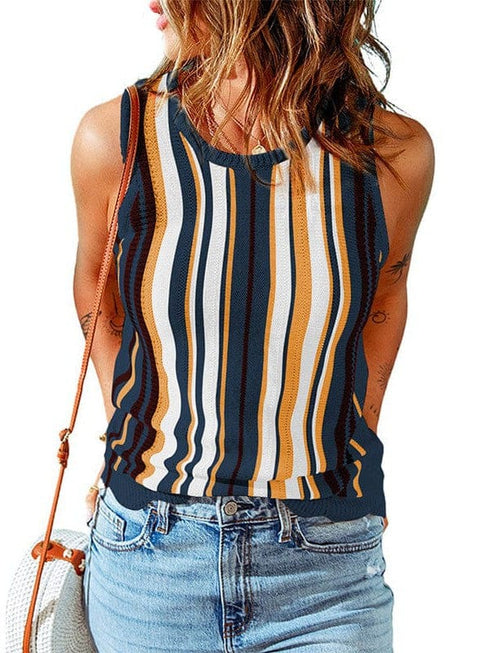 Printed Round Neck Slim Tank Top