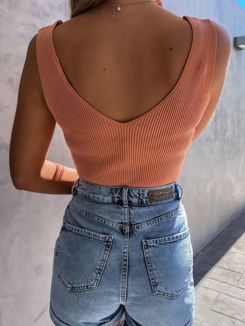 Pure Sleeveless V-Neck Casual Tank Tops