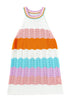 Rainbow Striped Pointelle Knit Sleeveless Sweater Vest