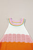Rainbow Striped Pointelle Knit Sleeveless Sweater Vest