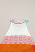 Rainbow Striped Pointelle Knit Sleeveless Sweater Vest