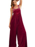 Red Dahlia Velvet Bib Super Loose Leg Overall