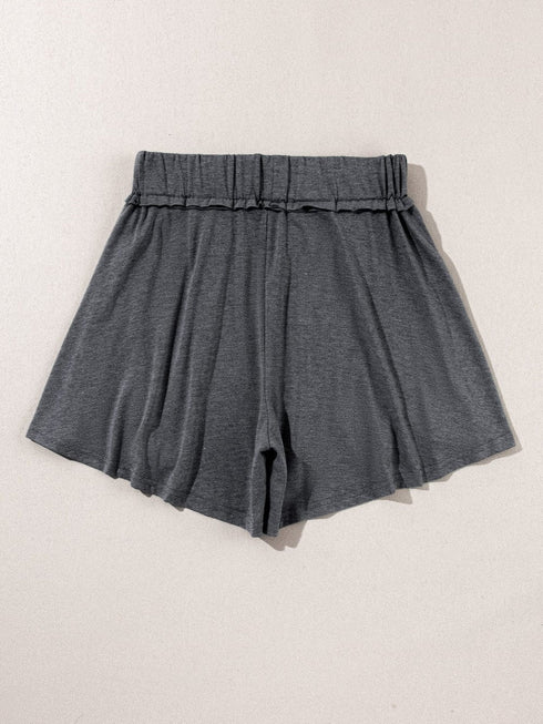 Relaxed Gray Boho Culotte Shorts