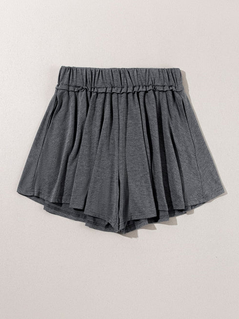 Relaxed Gray Boho Culotte Shorts