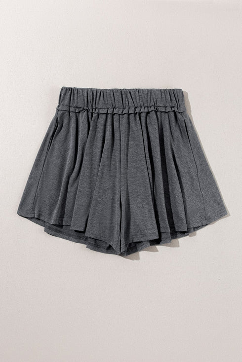 Relaxed Gray Boho Culotte Shorts