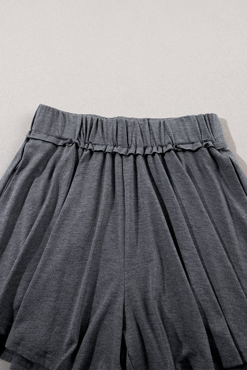 Relaxed Gray Boho Culotte Shorts
