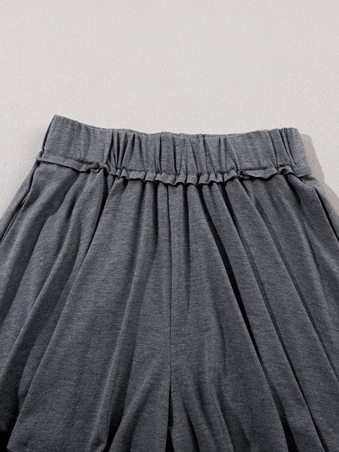 Relaxed Gray Boho Culotte Shorts