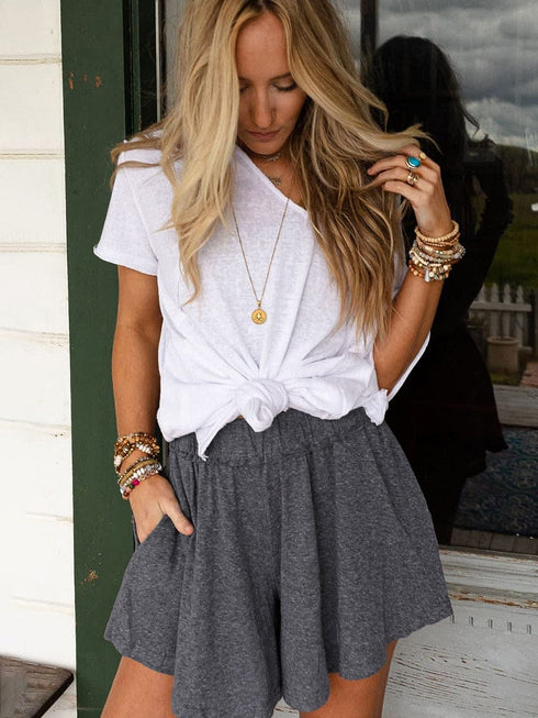 Relaxed Gray Boho Culotte Shorts