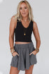Relaxed Gray Boho Culotte Shorts