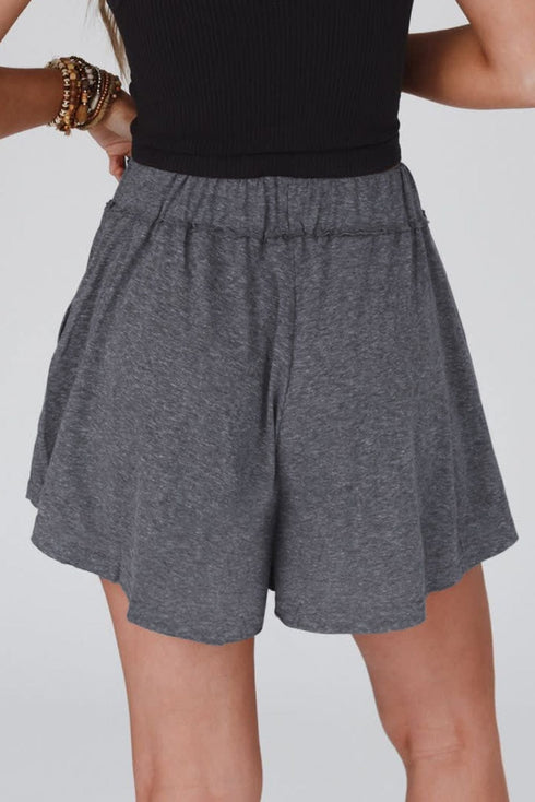Relaxed Gray Boho Culotte Shorts