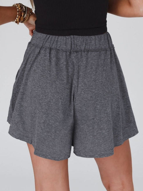 Relaxed Gray Boho Culotte Shorts