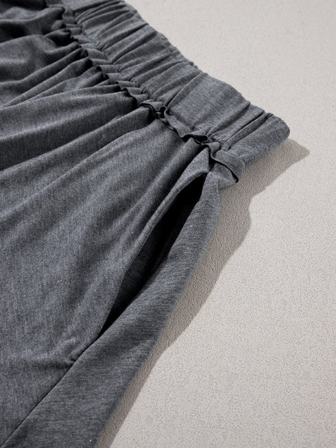 Relaxed Gray Boho Culotte Shorts