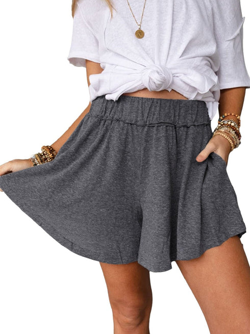 Relaxed Gray Boho Culotte Shorts