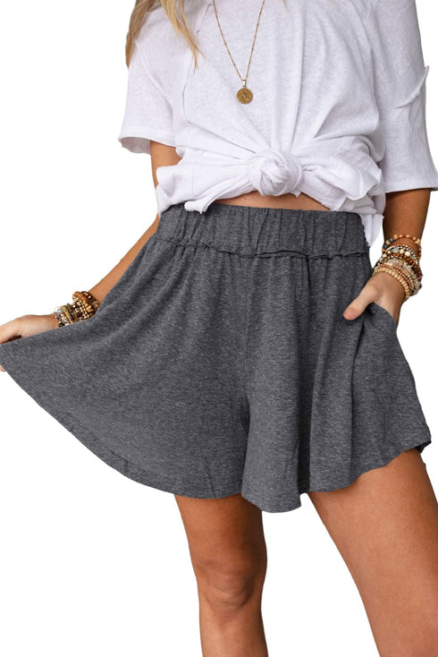 Relaxed Gray Boho Culotte Shorts