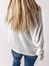 Relaxed Solid Color Waffle Drop Shoulder Pullover with Lazy Style Long Sleeve T-Shirt for Women
