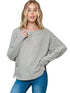 Relaxed Solid Color Waffle Drop Shoulder Pullover with Lazy Style Long Sleeve T-Shirt for Women