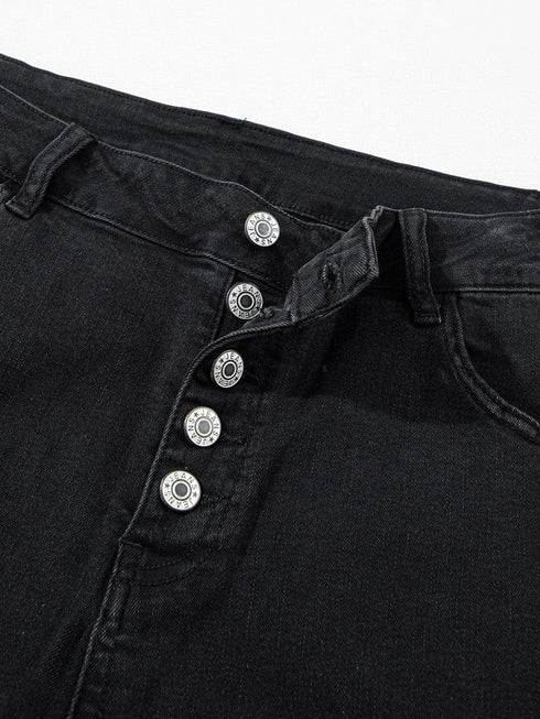 Retro Chic Black High Waist Flare Denim Jeans