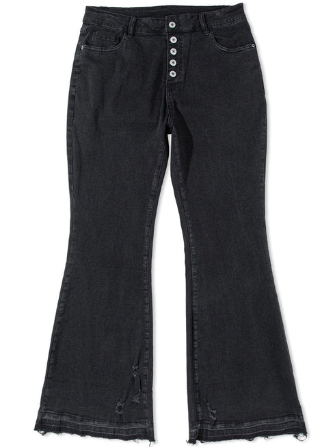 Retro Chic Black High Waist Flare Denim Jeans