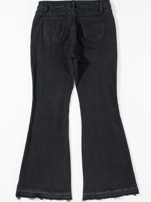 Retro Chic Black High Waist Flare Denim Jeans